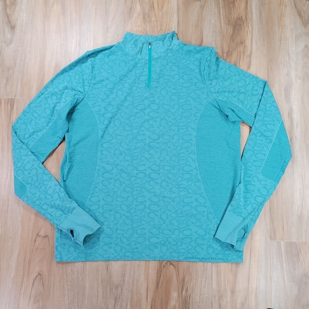 🔹️Noble Outfitters Teal Long Sleeve Zippered Mock Neck Athletic Top Men's 2XL